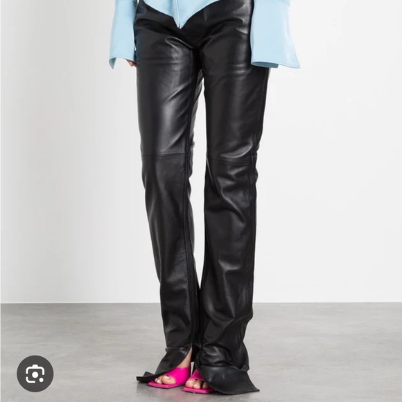 The Attico Asymmetrical Leather Pants Sz 38 **NWT** - Picture 1 of 10